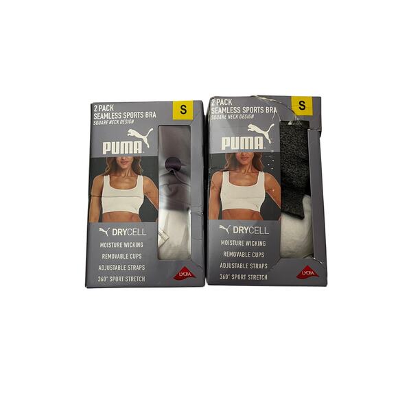 Puma Seamless Sports Bra 2-Pack (Size S) White/Gray Only - Picture 5 of 9